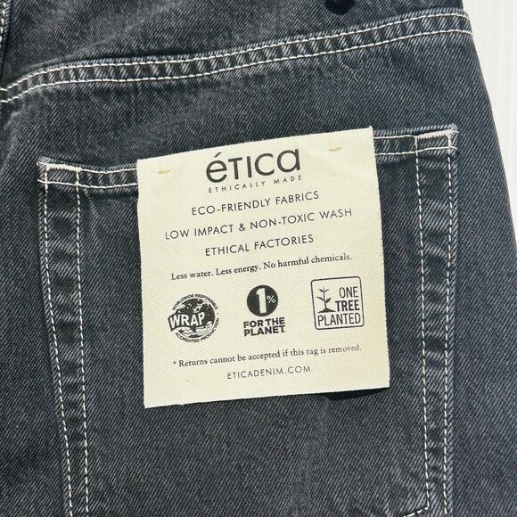 NWT ETICA Cami Halter Black Pearl Denim Jumpsuit Crop Wide Leg Size L - Picture 10 of 16